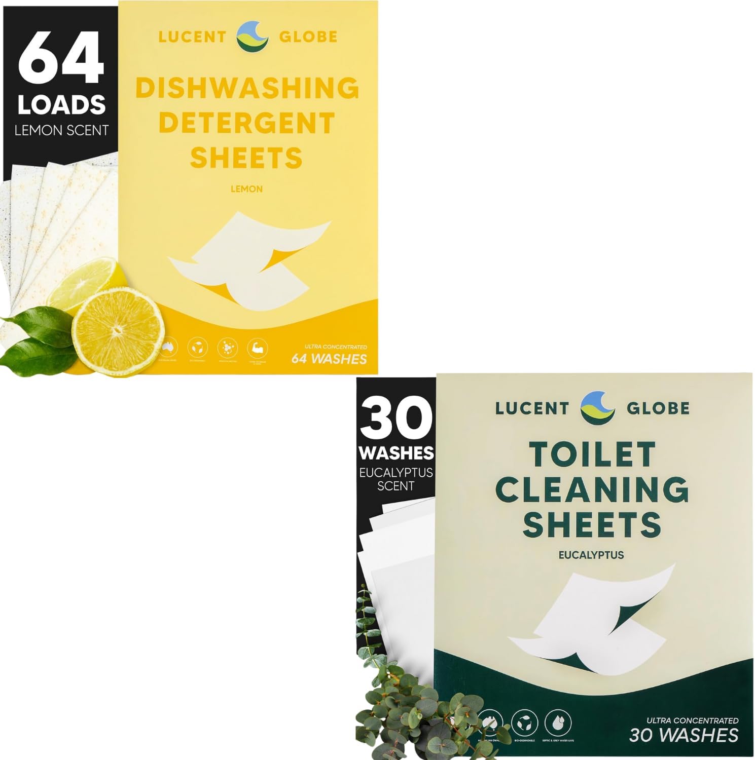 Lucent Globe Dishwashing and Toilet Strips/Sheets Bundle
