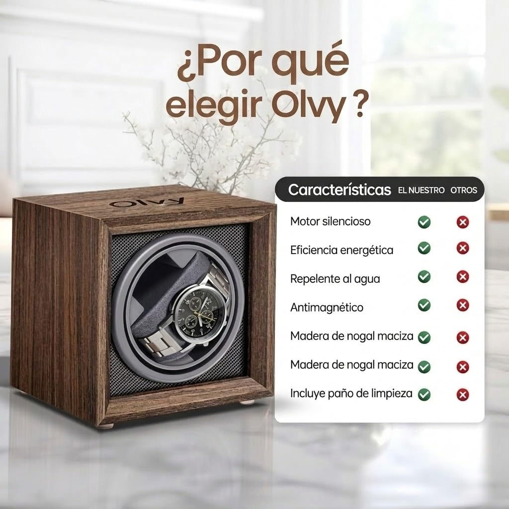 Olvy Cargador de reloj para relojes, motor extremadamente silencioso, cojín flexible para relojes