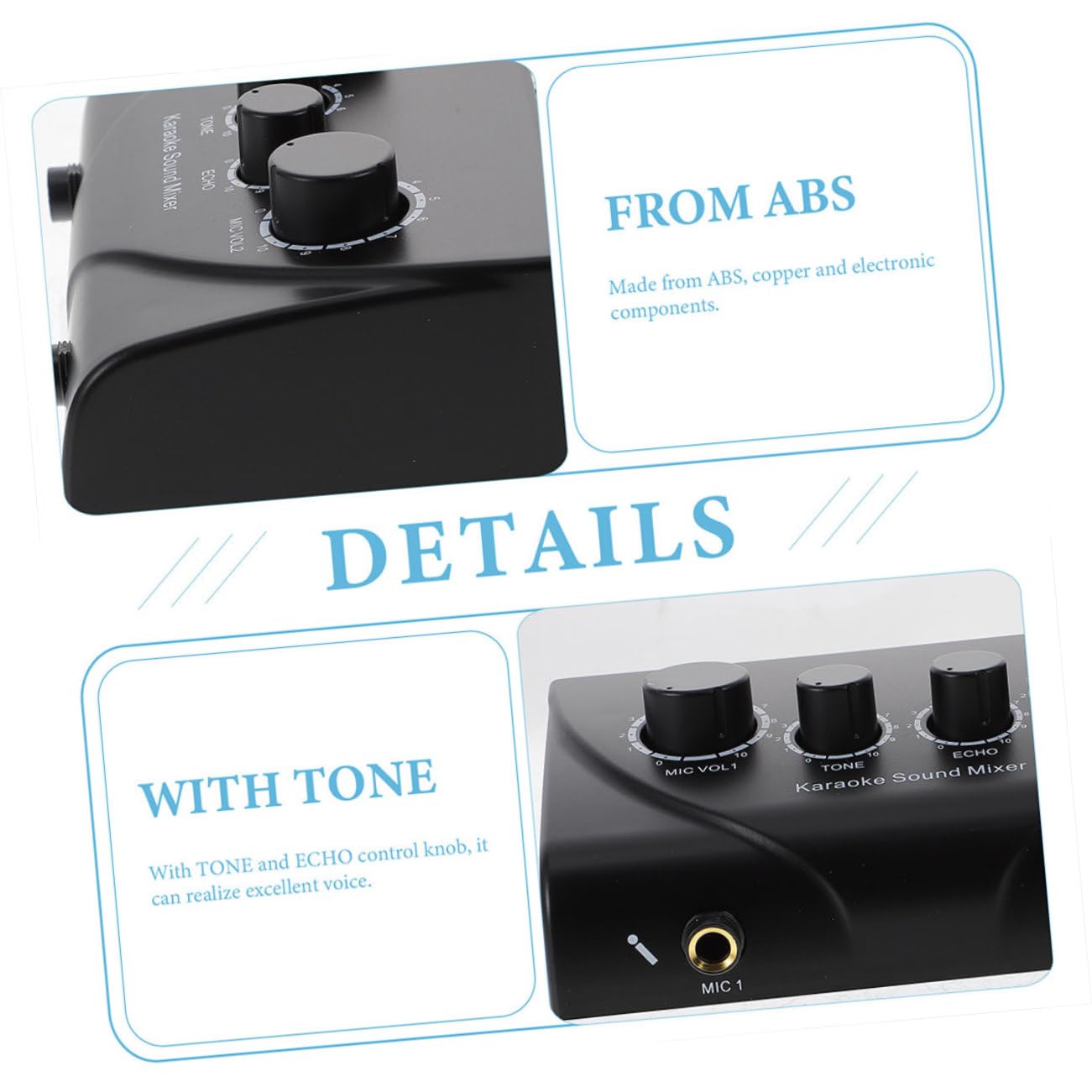 Gatuida Professioneller Kleiner Audiomixer mit 2 Mikrofoneingängen ABS Gehäuse Kompakt für Karaoke und Dj Equipment