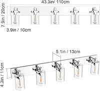 Vista 4 de Aipsun Chrome Bathroom Light Fixtures 5 Light Bathroom Vanity Light Stainless Steel with Clear Glass Shade(Exclude Bulb)