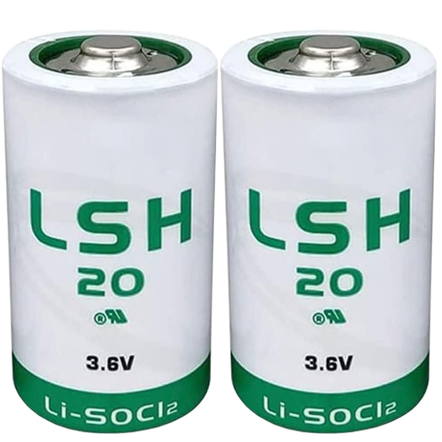 Giobbiy (2-Pcs) LSH20 Size D 3.6V 13000mAh Li-SOCI2 Battery for LSH20 Non-Rechargeable Battery, Green (3.6 Volt, 13 Ah, Non-Rechargeable)