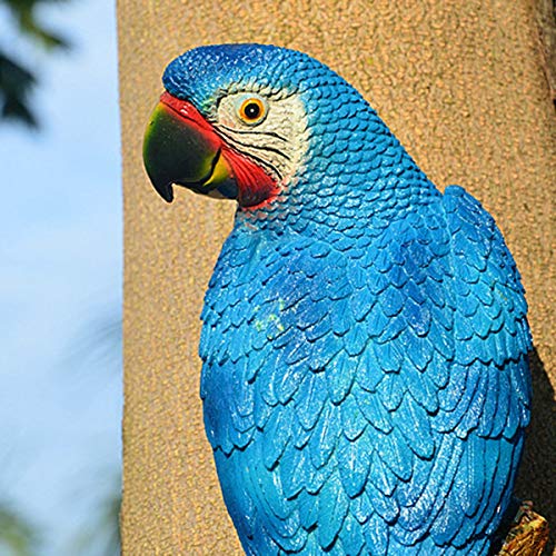 Sanshiyi Hanging Parrot Statue, 12.2'' Super Realistic Wall Mounted Resin Animal Sculpture For Patio Garden Tree Indoor Home Decor(Red B) #TOP4