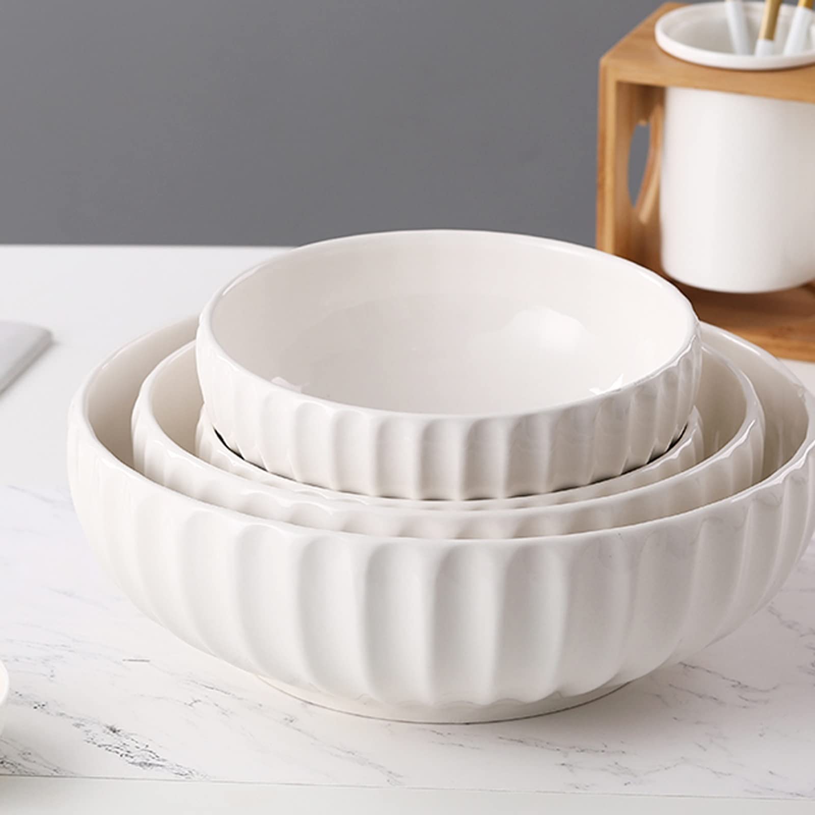 Talerze obiadowe Miski na zupę Ceramiczne miski na zupę, Miski na płatki zbożowe, Kuchenne miski porcelanowe na ramen Zestaw 2, Miski deserowe do użytku wewnątrz, Miski sałatkowe Miska,