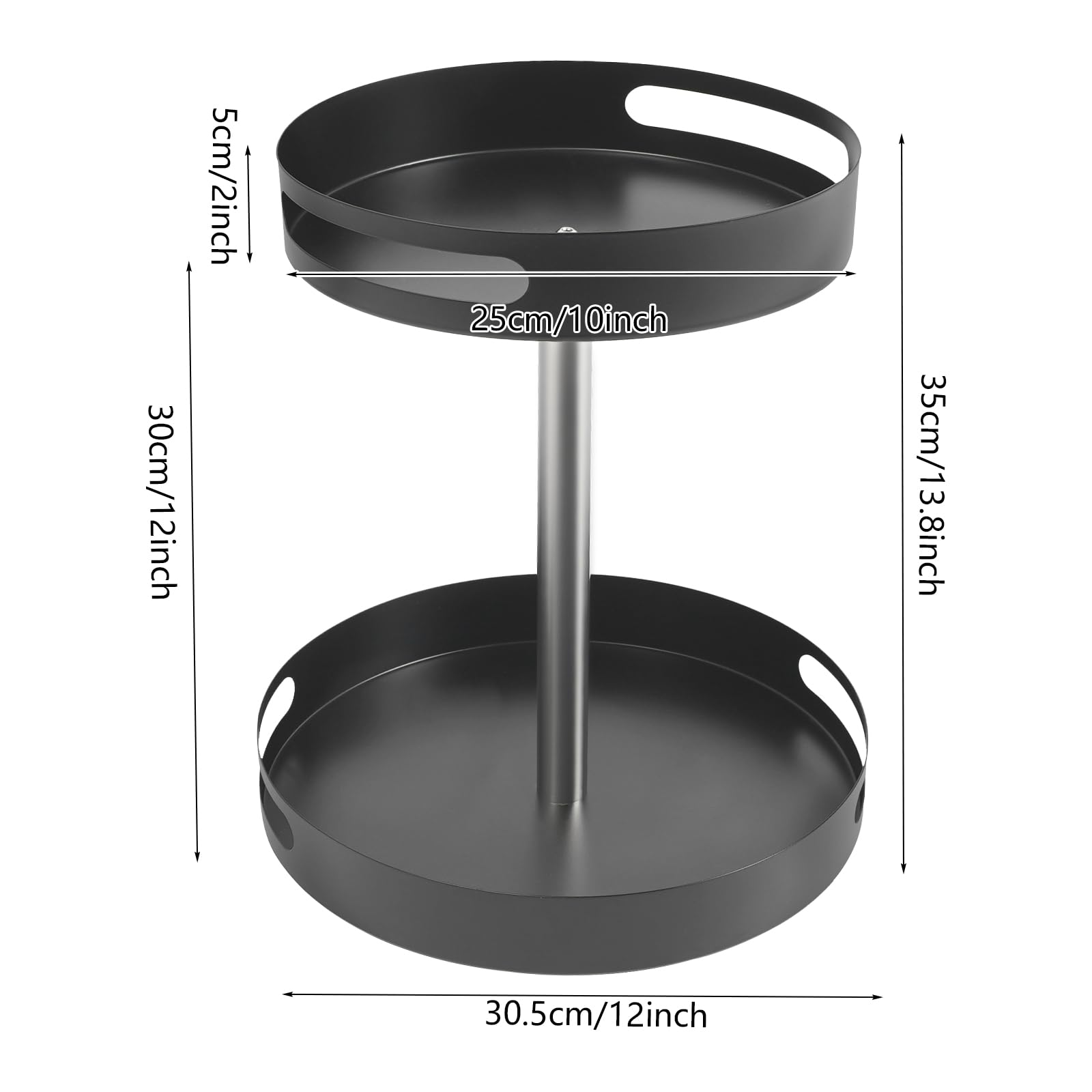Obrotowy regał na przyprawy, regał na przyprawy, z regulacją wysokości, 2-stopniowy organizer kuchenny z antypoślizgowymi nóżkami, duża średnica talerzy, design do kuchni, łazienki, biura.