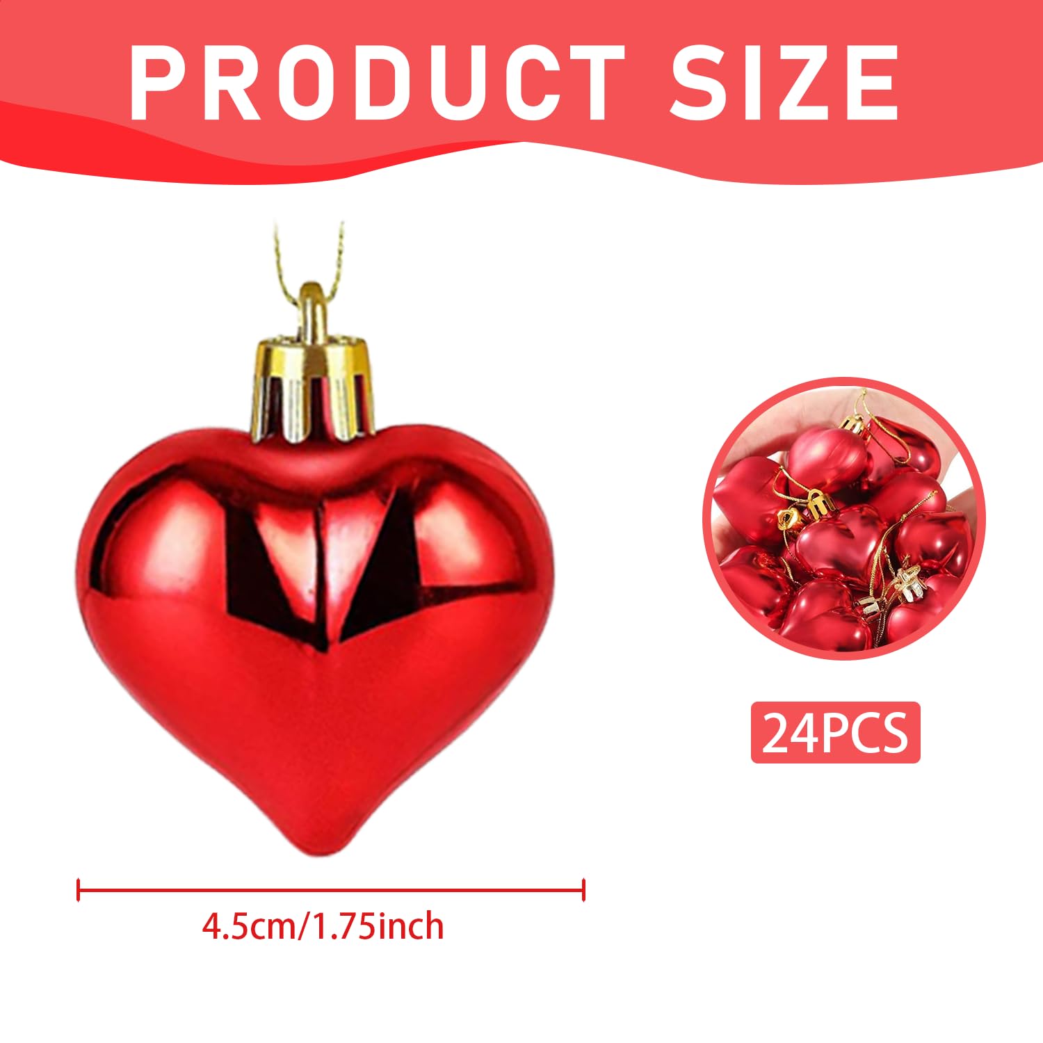 36 Ornamenti A Forma Di Cuore Per San Valentino: Palline Decorative Rosse E Rosa Per Albero, Festa E Addobbi - 4
