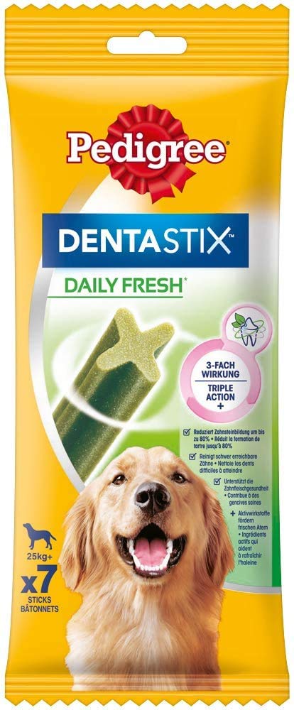 Pedigree DentaStix Fresh Hundeleckerli für große Hunde, Kausnack gegen Zahnsteinbildung, Für gesunde Zähne und einen frischen Atem, 4 er Pack, 4 x 28 Stück