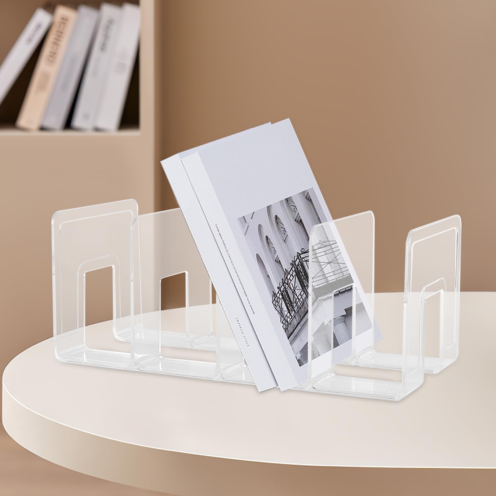4 soportes de acrílico transparente para revistas, clasificador de archivos acrílicos con 4 ranuras, estante de archivo, organizador de tapa de cocina para sobres, correo, documentos, cuaderno