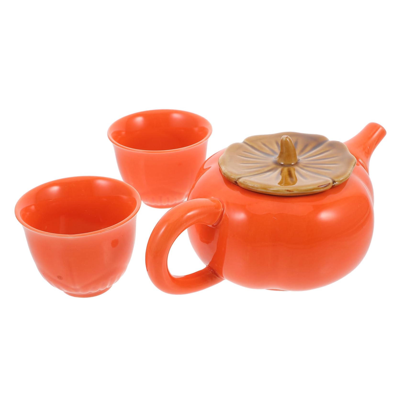1 Set Elegante Set da tè Ruyi teiera in Ceramica Tazze da tè pentola Cachi Decoro Kung Fu