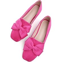 SAILING LU Womens Faux Suede Square Toe Ballet Flats