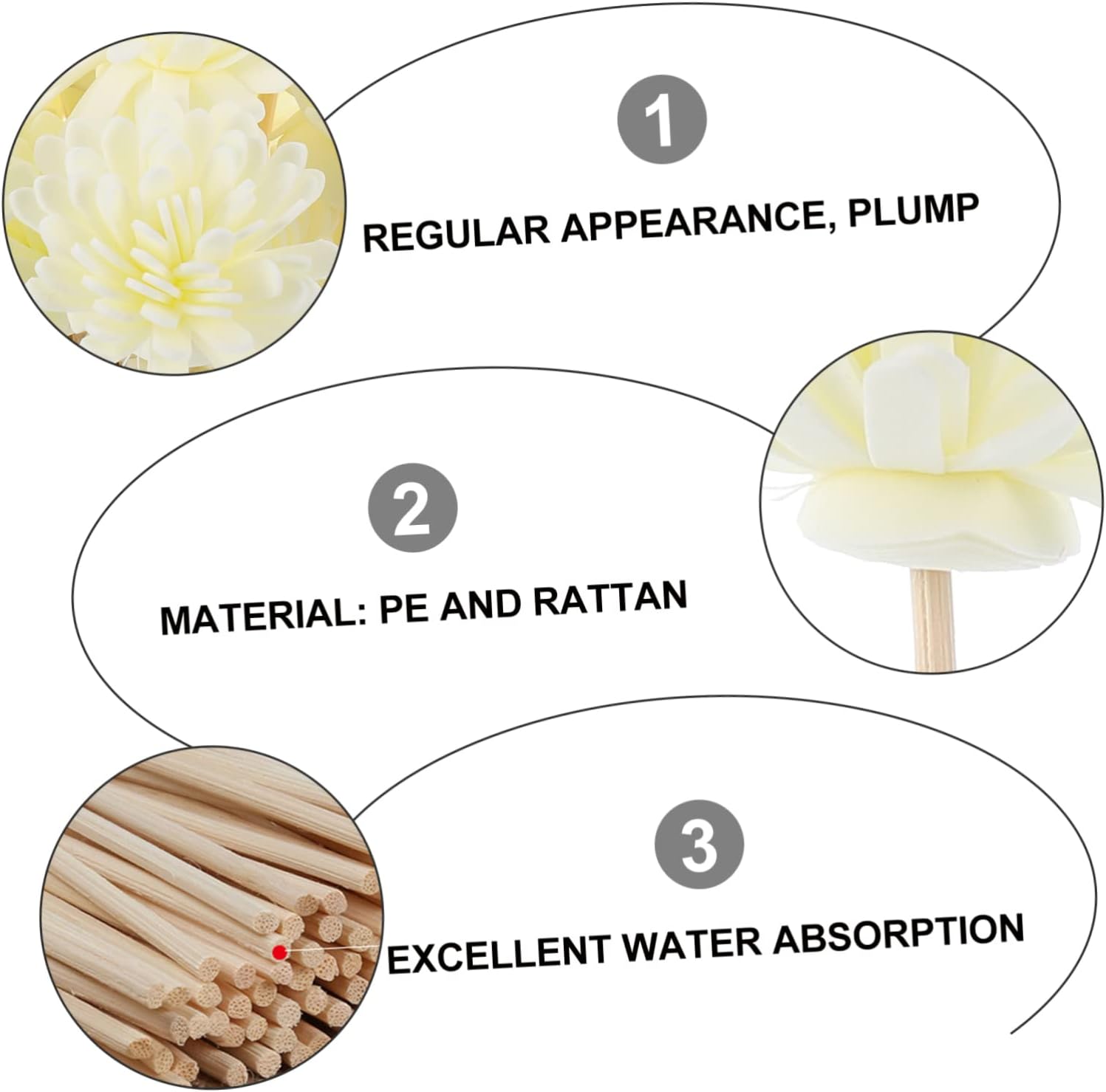 30 pcs Natural Rattan Sticks for Oil Diffuser Fragrance Diffuser Sticks Jasmine Scent Refill for Decor