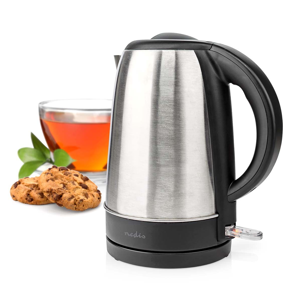 Nedis Electric Kettle, 1.7L Capacity with Quick Boil Time, Boil-Dry Protection and Limescale Filter for Fresher Water, 2200W - Stainless Steel, Silver