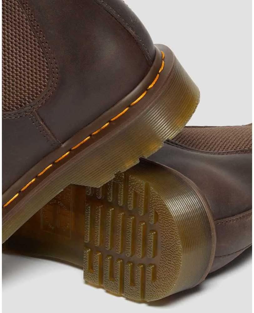 Women's Dr. Martens 2976 Yellow Stitch Crazy Horse Chelsea Boots - Dark Brown Crazy Horse - Image 2