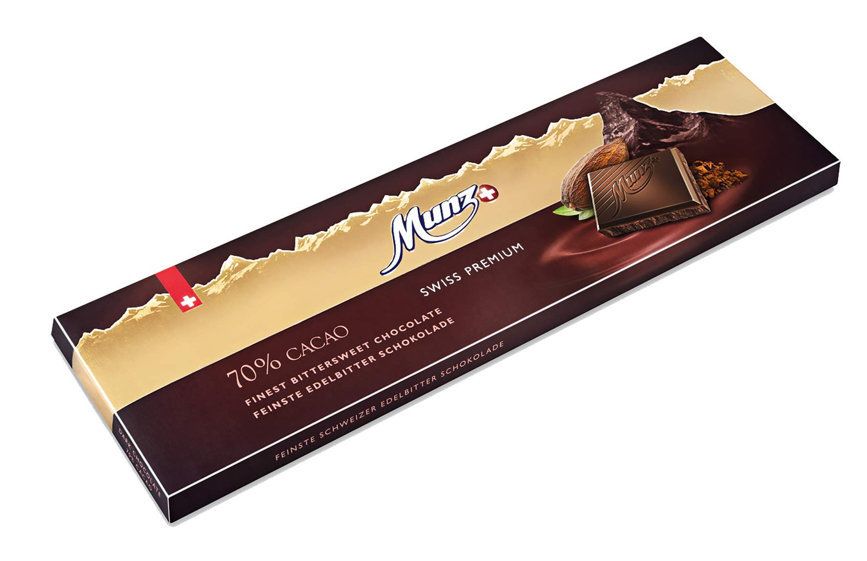 Munz Swiss Premium | Edelbitter 70% Kakao | 8 x 300g - 2,4 kg | Schweizer Zartbitterschokolade mit 70% Kakao, über 150 Jahre Confiserie-Geschichte, für Schokoladenkenner