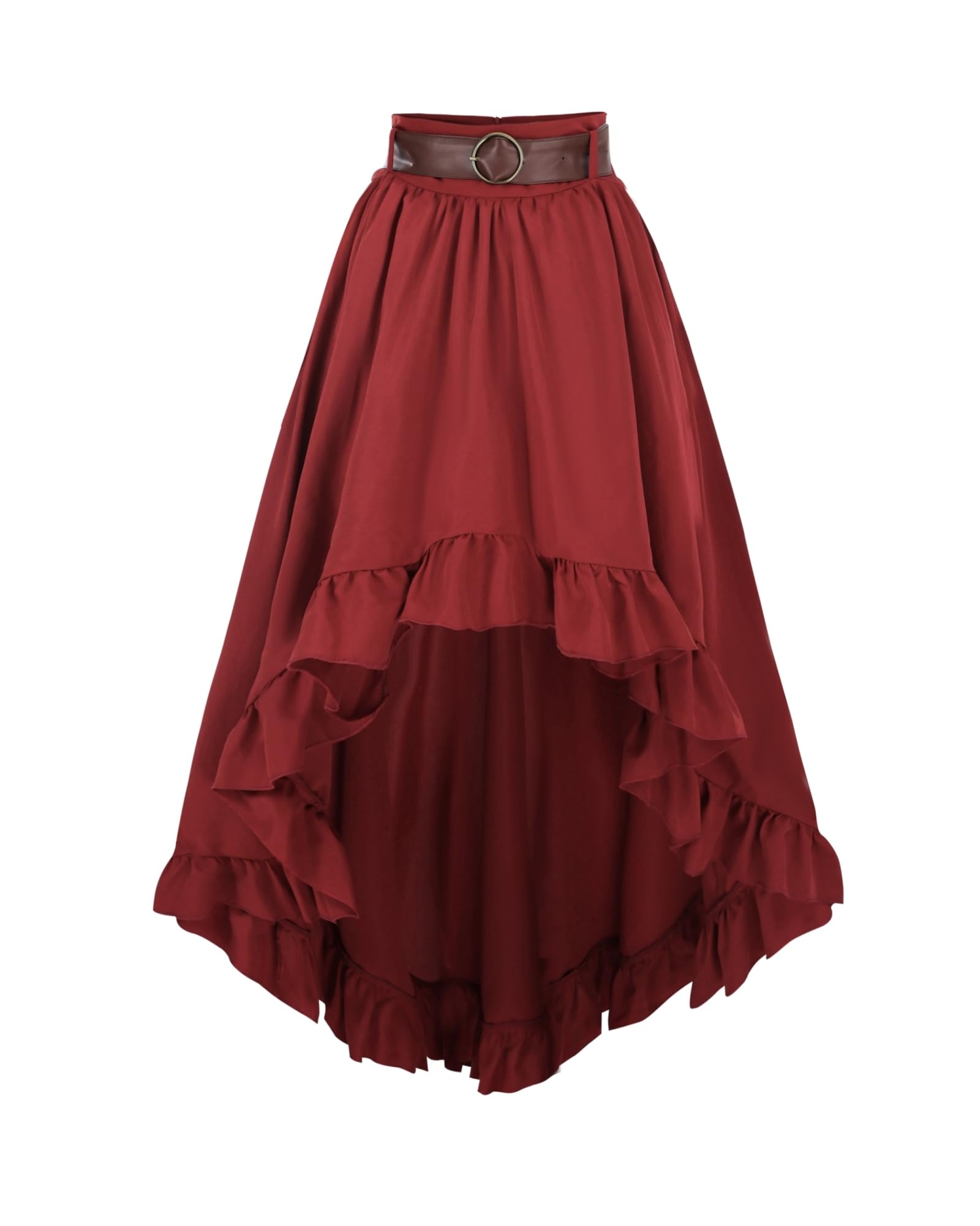 Steampunk Damen Röck Rot Knielang Gothic Rock Piraten Rock Damen für Halloween und Festival