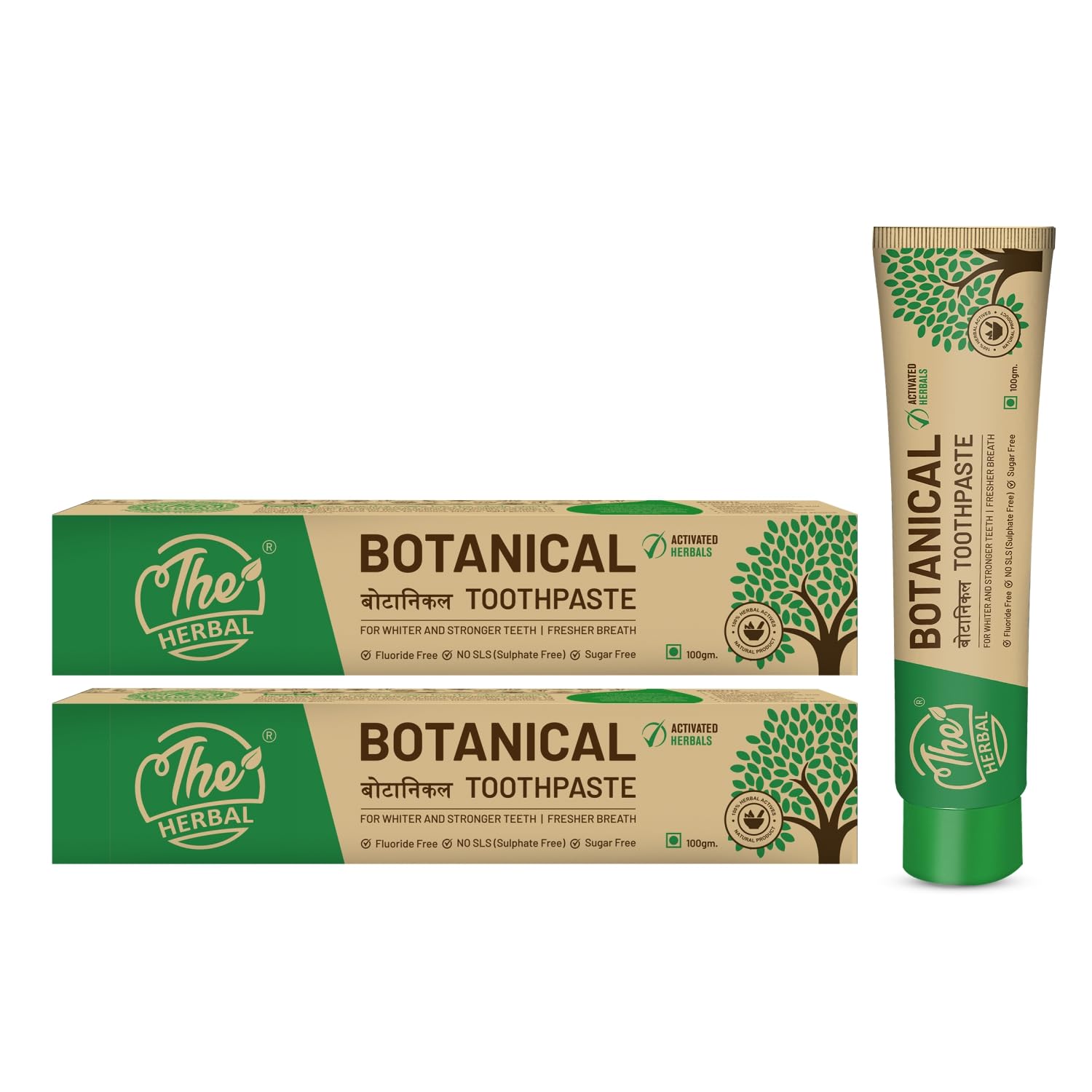 Botanical Oral Care & Toothpaste 100g | 100% Herbal Actives | Best Toothpaste For Whitening Teeth, Stronger Teeth and Fresh Breath | SLS & Fluoride Free Toothpaste For Adults | Pack of 2