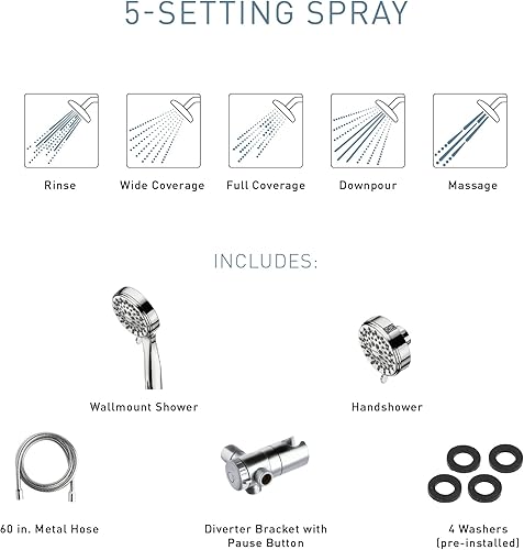 Miniatura 3 de Moen 20016SRN Ignite - Regadera estándar de cinco funciones de 3 3/4 pulgadas de diámetro con regadera de mano, níquel cepillado