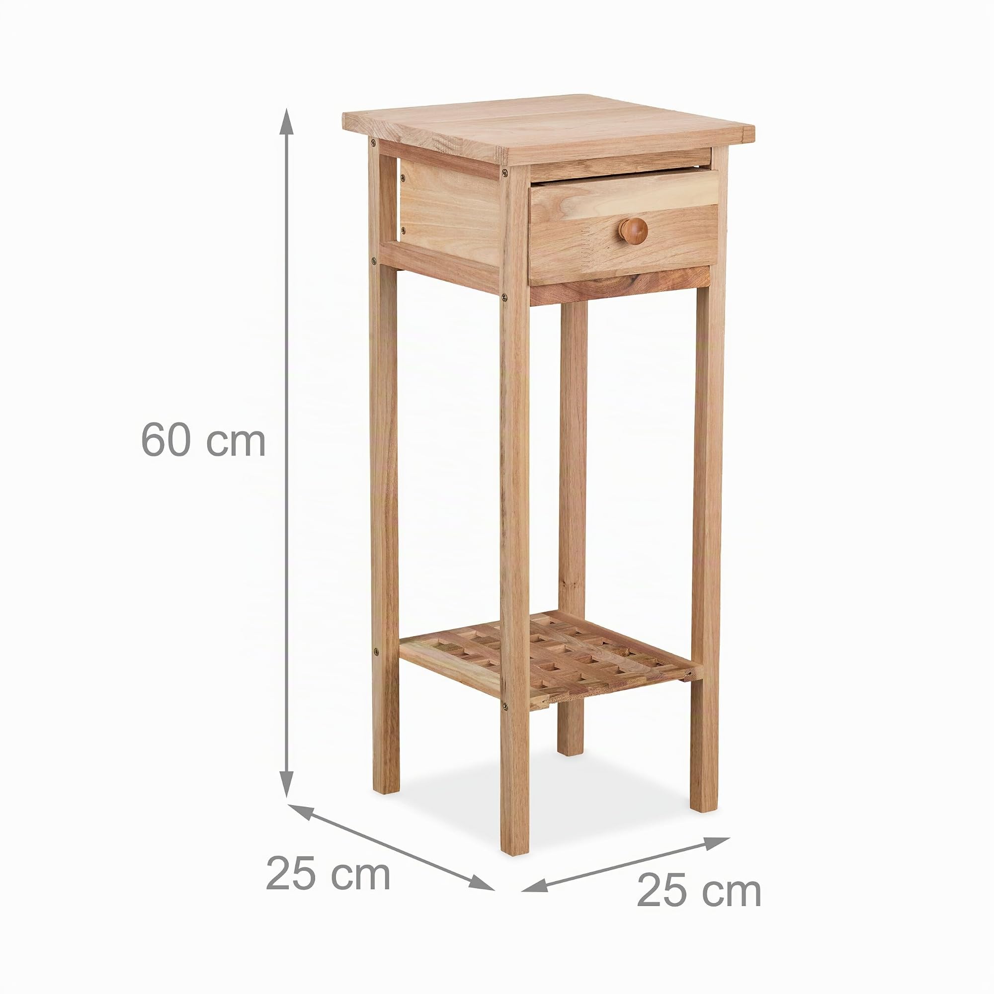 Relaxdays Set 2 Tavolini da Salotto, Comodini con Cassetto, Tavoli da Ingresso, HLP: 60x25x25 cm, Legno Noce Naturale