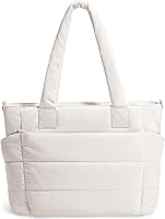 GASSDABAG Puffer Tote Bag for Women - Large Zipper Shoulder Handbag, Nurse Work Travel Bag, 20L Laptop Capacity