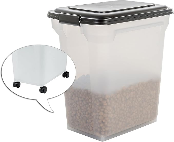 Iris Ohyama, Box, Kibble Container, Plastic Food with Lid, Wheels and