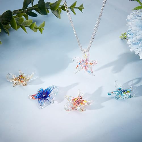 Miniatura 4 de SUNNYCLUE 1 caja de 5 dijes de cristal hechos a mano con diseño de estrellas de mar, grandes y grandes, diseño de animales de mar, océano, coloridos