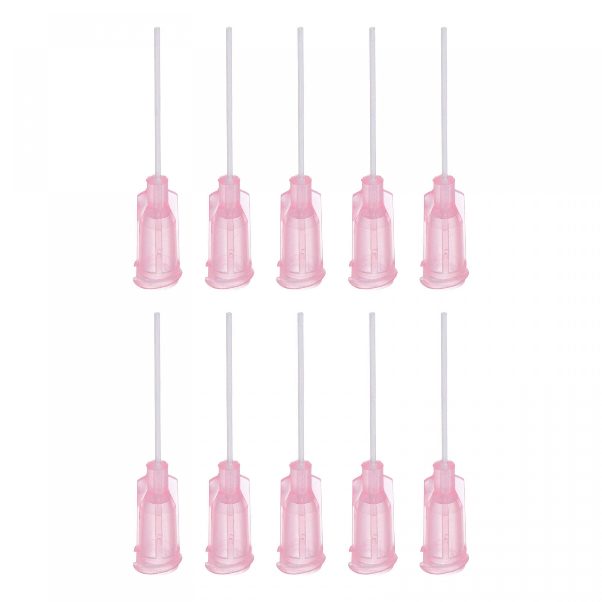 sourcing map10 Pcs 20G Plastic Dispensing Needles, 1" PP Glue Needle Tube Blunt Luer Lock Tips with PP Flexible Needle for Liquid Glue Gun, Pink