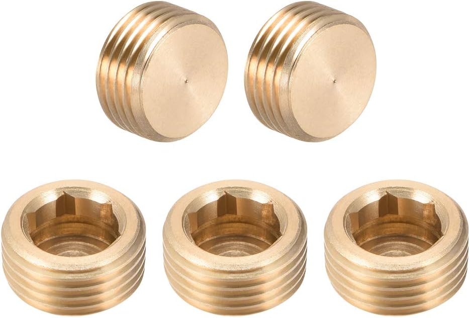 uxcell Brass Hex Socket Pipe Fitting, G1/8 Male Thread Hose Adapter Connector, for Garden Pipe Pneumatic Solenoid Valve, 20Pcs