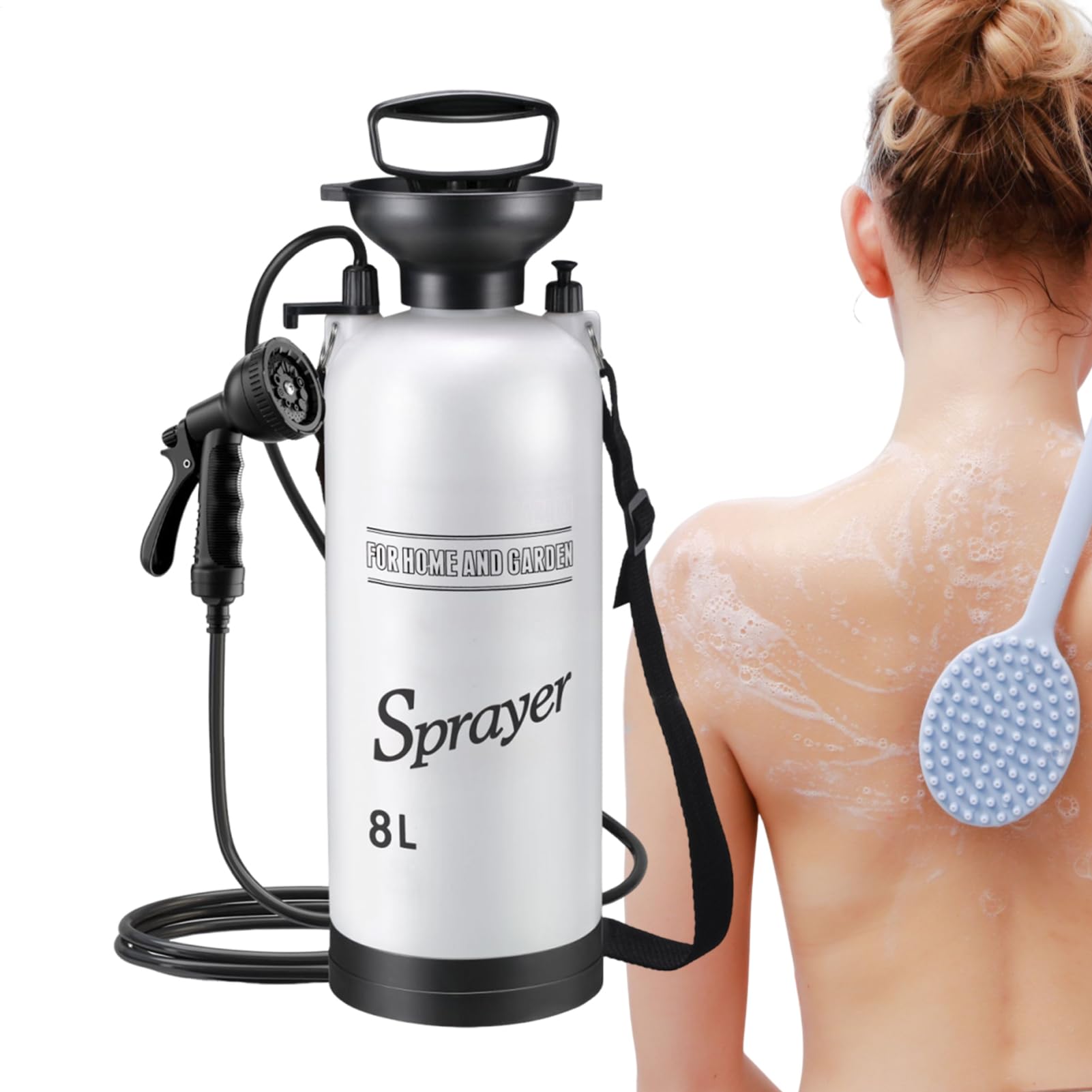 Generico Doccia Portatile da Campeggio,Pompa Manuale per Doccia con Spray - Manuale per Lavaggio Irrigazione Giardino Escursionismo Uso Domestico
