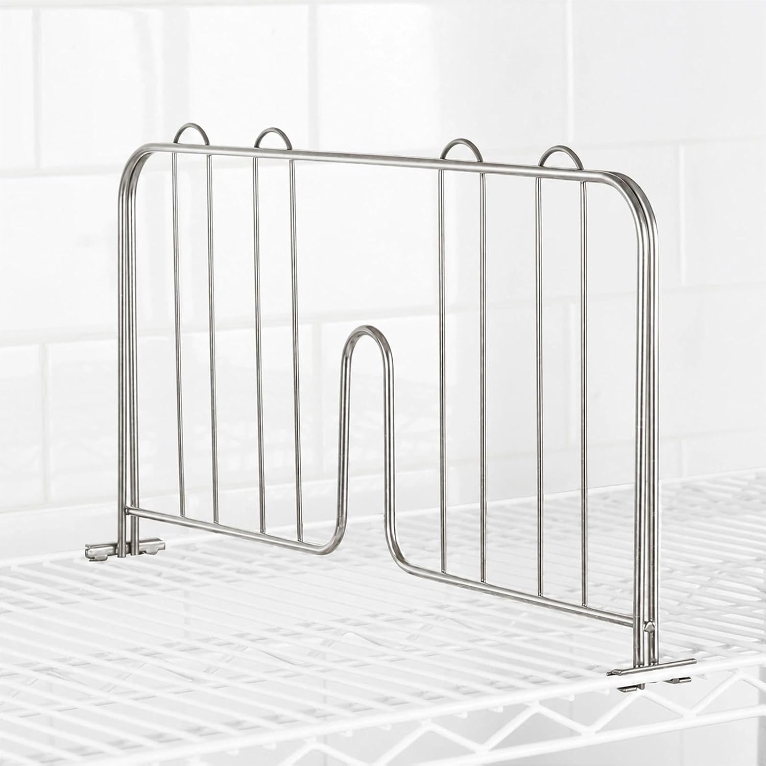 APLSS 4 Pack 18" W x 9" H Width Chrome Shelf Divider for Heavy Duty Wire Shelving, Dry Storage, NSF Certified