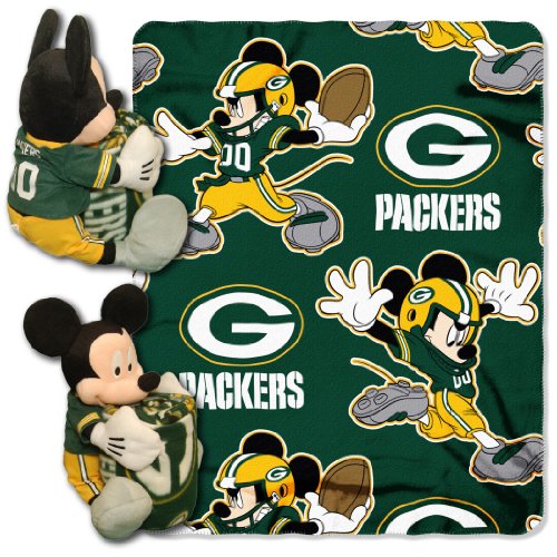 The Northwest Company NFL Green Bay Packers Character Hugger Pillow & Fleece Throw Blanket Set, 40