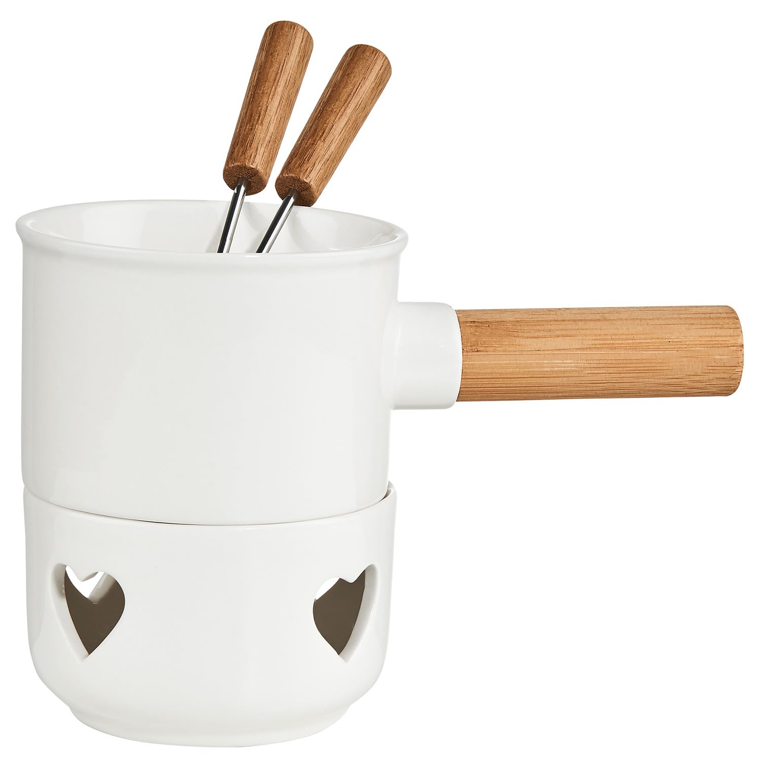 BUTLERS Schokofondue Tasse für Teelicht 250ml Herzen Schokoladenfondue 2 Personen Fondue-Set Porzellan Teelichthalter -HOT CHOC- Fondue Tasse zum Schokolade Schmelzen Weihnachten Mini Schokobrunnen