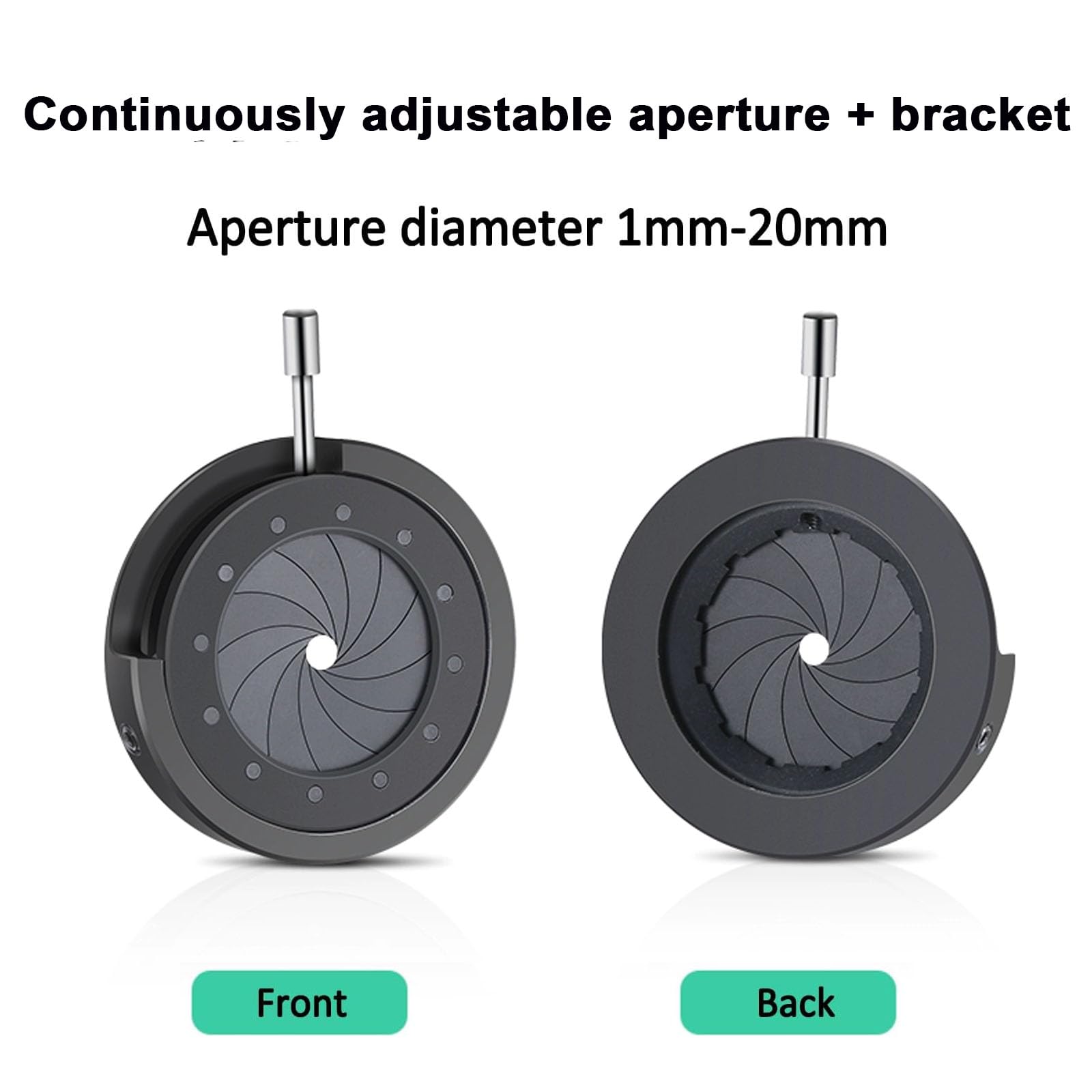 Kit de diafragma de iris ajustable, 1 mm-20 mm de diámetro, adaptador de montaje M4 para instrumentos ópticos de cámara, accesorios de microscopio