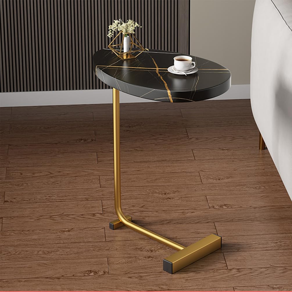 C Side Table, Small Side Table, Modern Side Table, End Table with C-Shaped Metal Legs for Living Room, Table Nightstand for Bedroom, Sofa Tray Table for Couch Arm, for Living Room, Bedroom, Office