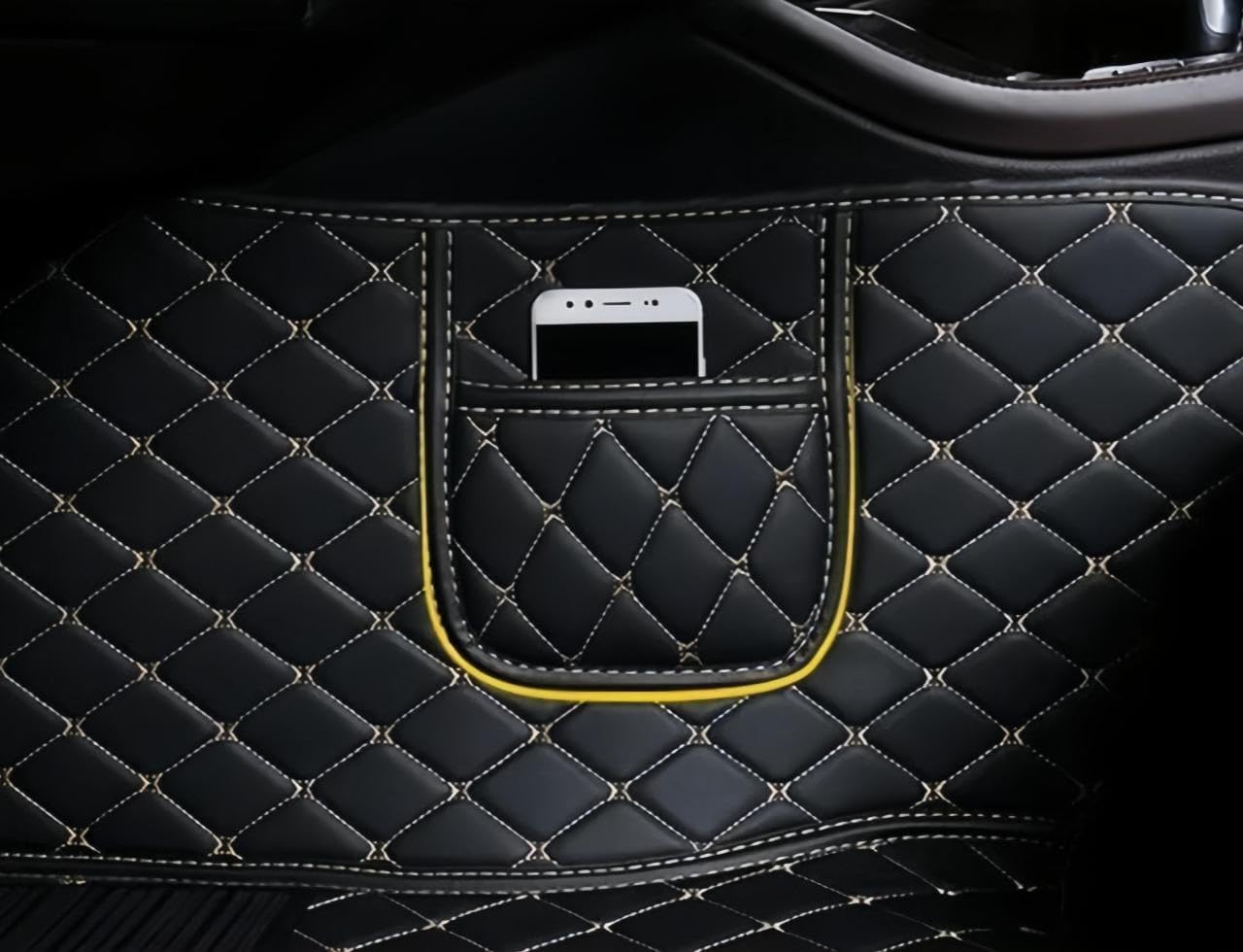 Custom Floor Mats for Audi A1, A3, A4, A5, A6, A7, A8,TT, TTS, Q2, Q3, Q5, Q7, Q8,RS3 RSQ8 S3 S4 S5 S6 S7 S8 e-tron, Q4 e-tron,All Weather Waterproof Luxury Leather (Black)
