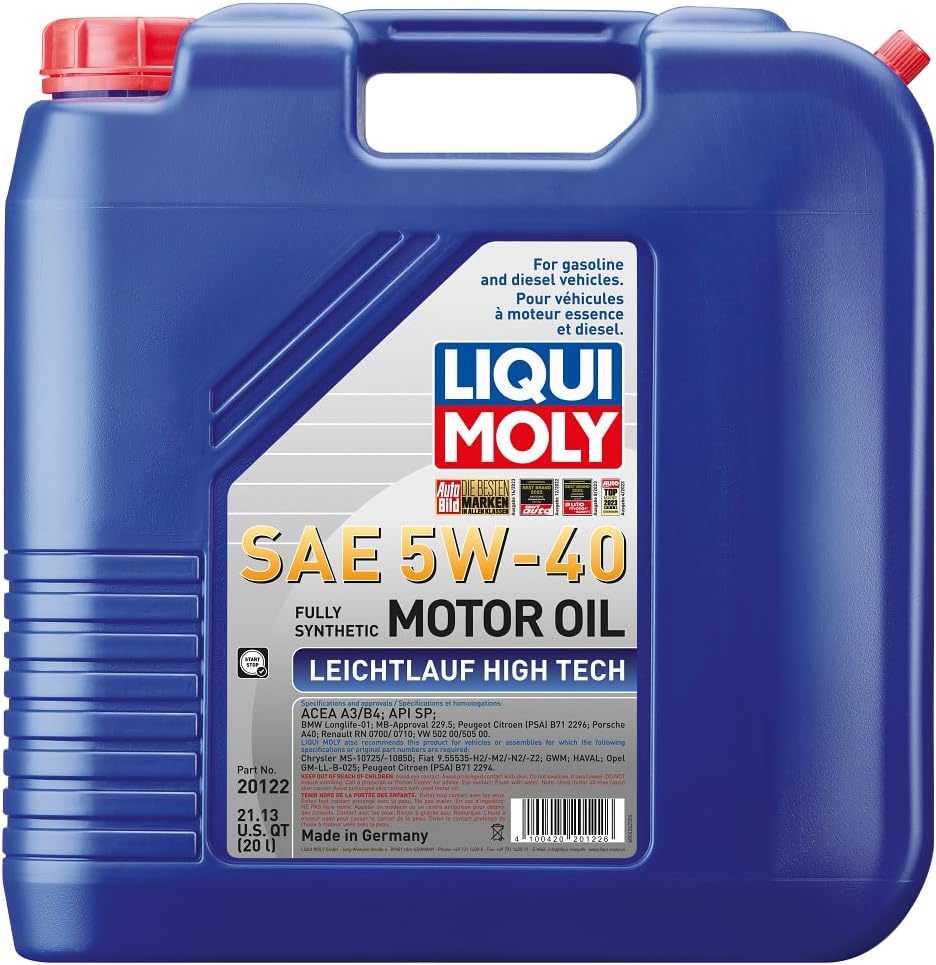 Liqui Moly Leichtlauf High Tech SAE 5W-40 | 5 L | Synthesis Technology Motor Oil | SKU: 2332