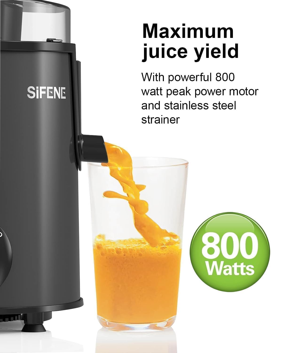 Extractor de Jugos de 400W, Máquinas Exprimidoras SiFENE, Boca Grande de 3 Pulgadas para Verduras y Frutas, Fácil de Limpiar, Sin BPA