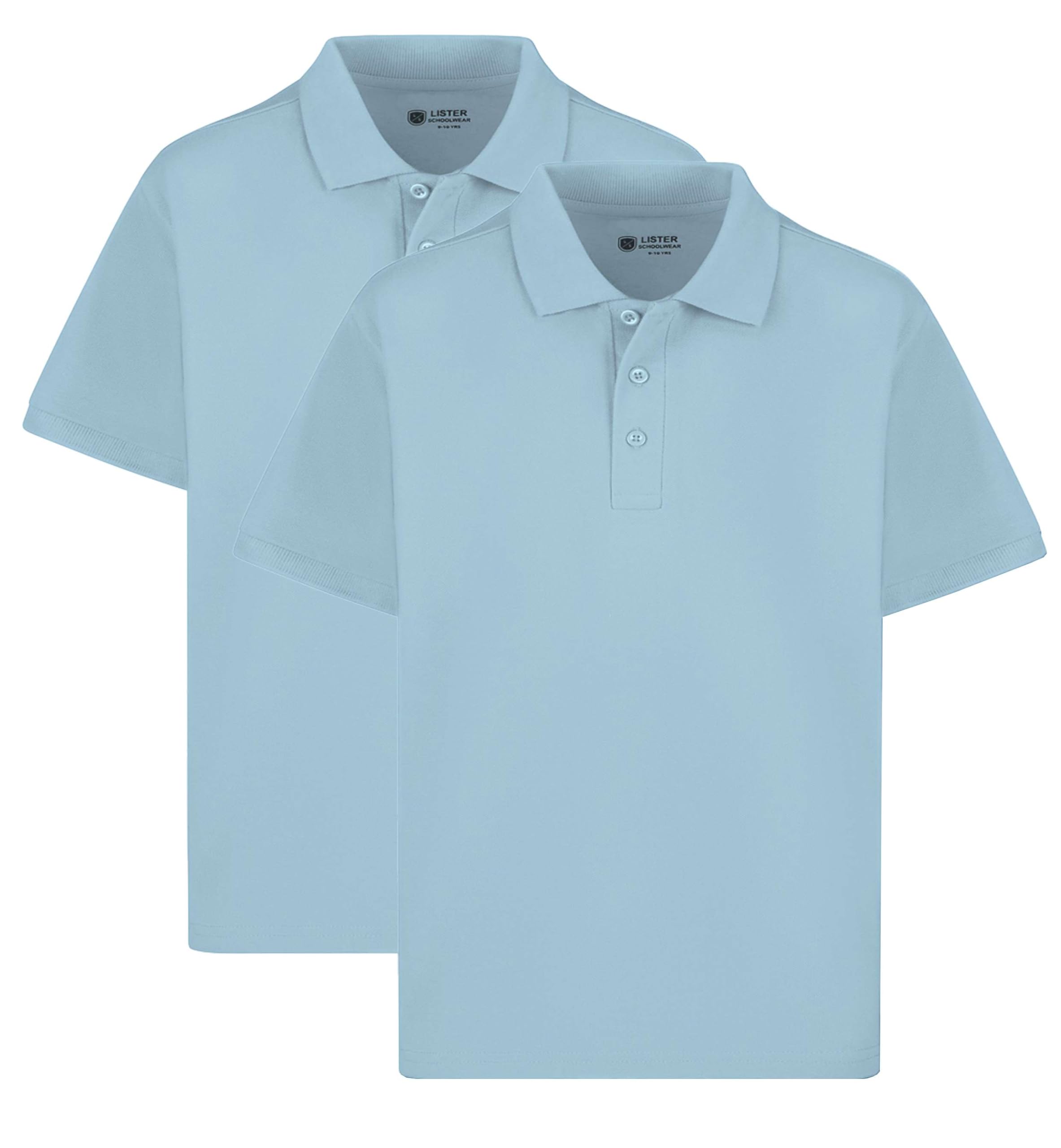 2 Pack Boys Plain 100% Cotton Ages 3-16y Polo Shirts Children School T-Shirt Uniform Summer — view 8