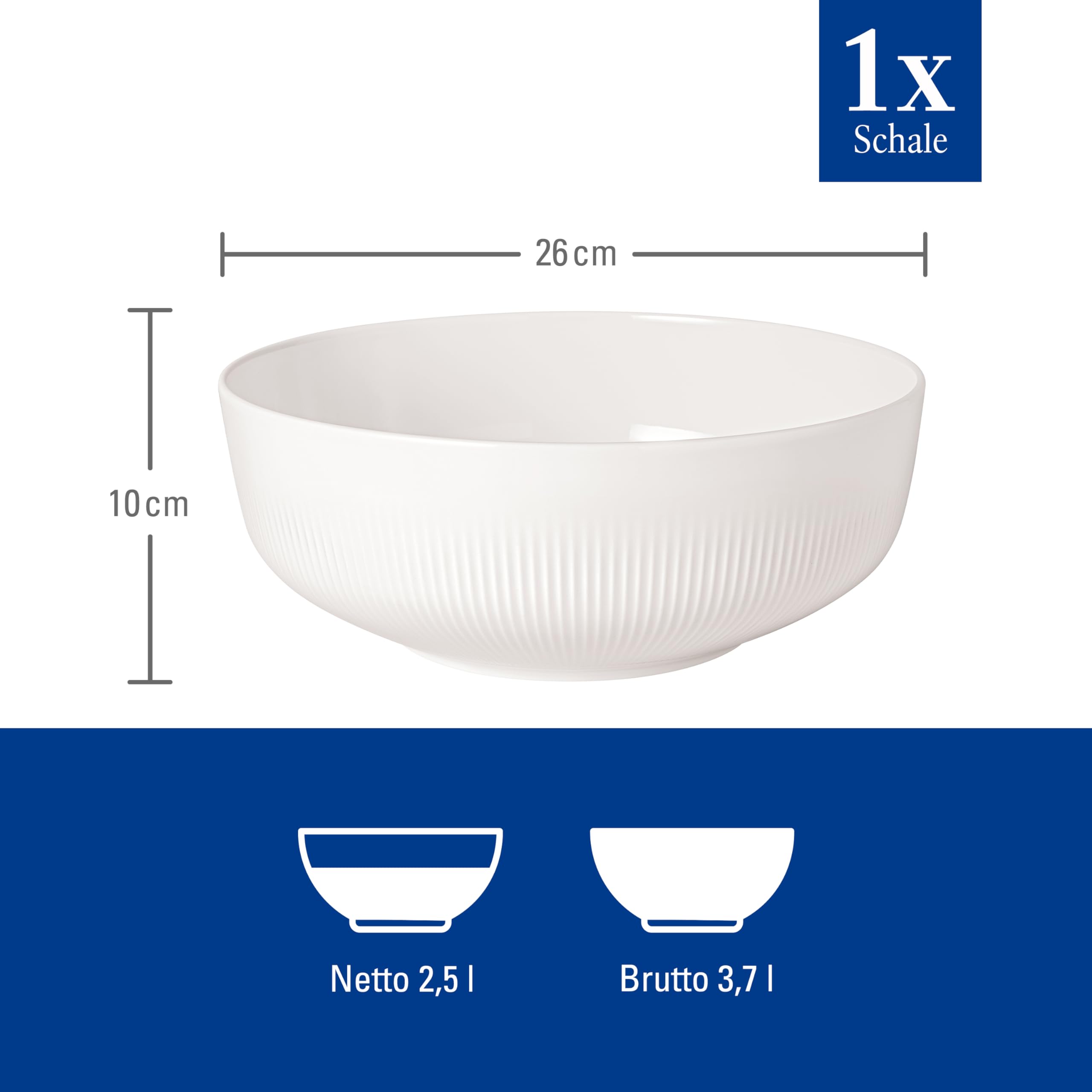 Villeroy & Boch - Afina miska z porcelany Premium, duża miska do serwowania, Made in Germany, można myć w zmywarce i używać w kuchence mikrofalowej, możliwość sztaplowania, biała