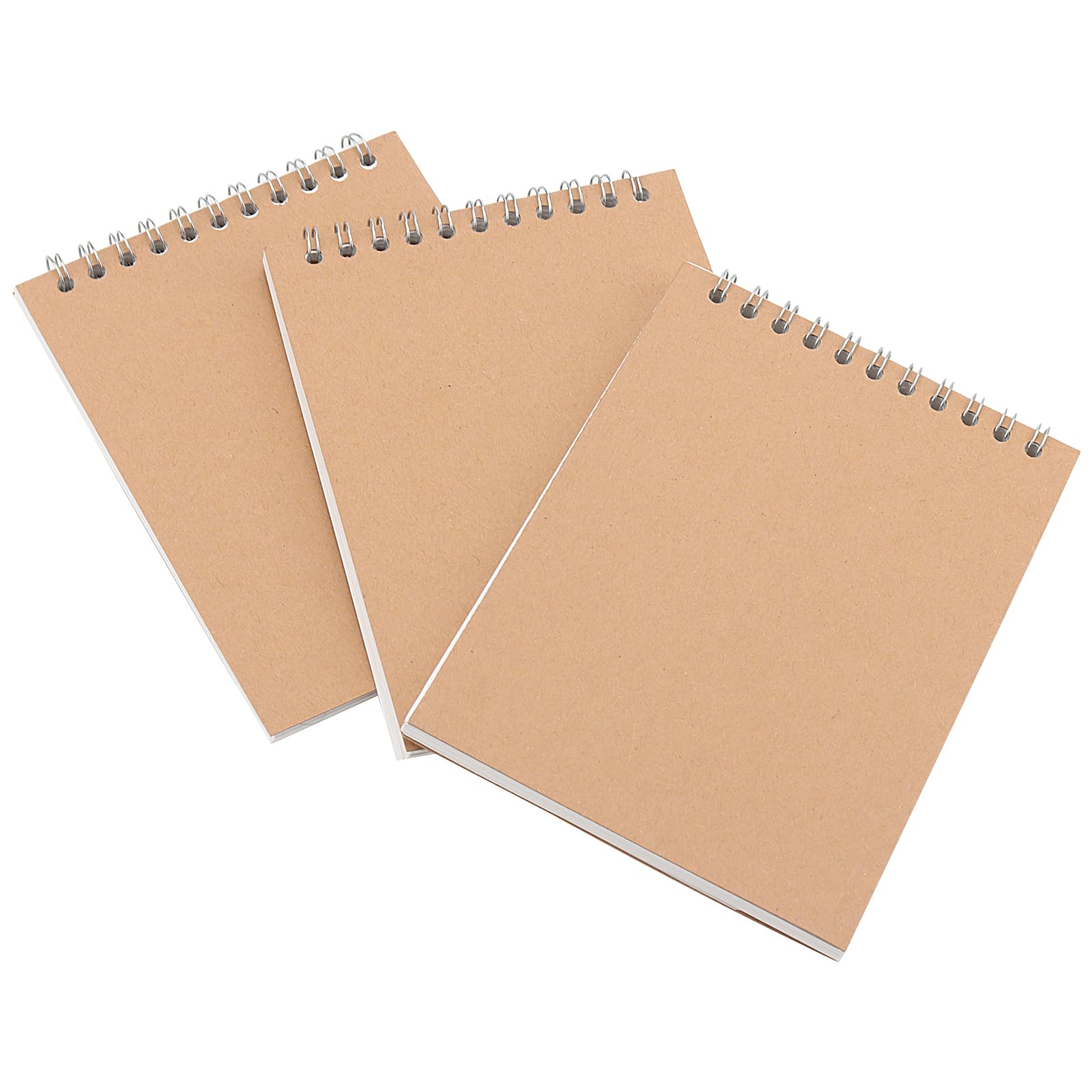 MUKCHAP Confezione da 15 quaderni a spirale formato A6, 60 fogli/120 pagine, rilegatura a spirale, 10,4 x 14,5 cm, copertina rigida in carta kraft, per disegni e pitture