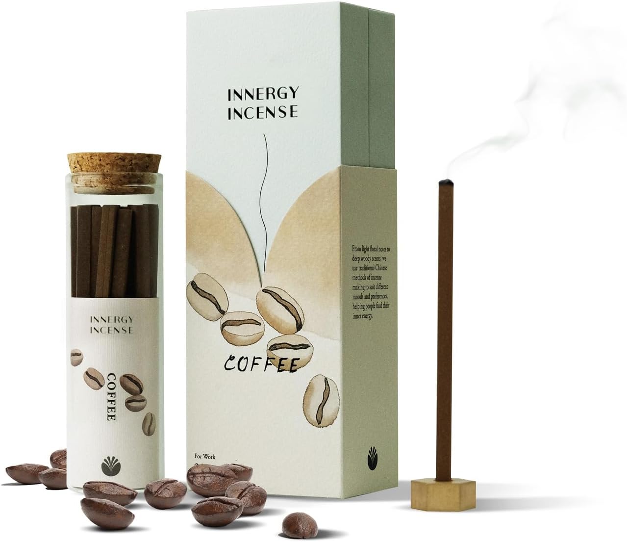 Innergy Coffee Incense Sticks for Focus & Energy - Natural Aromatherapy Home Fragrance for Home Office, Morning Routine and Winter Productivity Boost