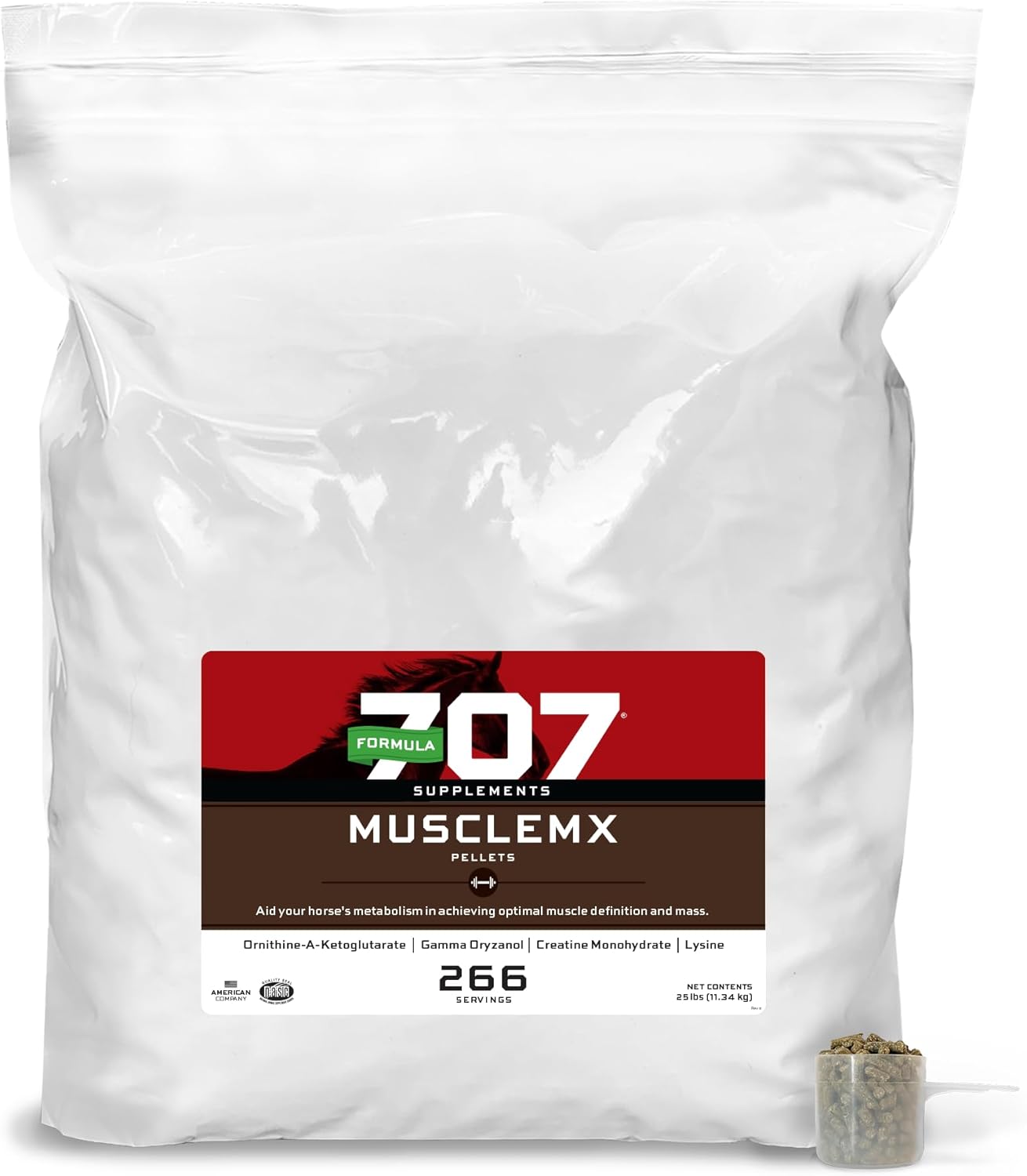 Formula 707 MuscleMx Equine Supplement, 3lb Bag – Conditioning Support and Muscle Builder for Horses with Lysine, Gamma Oryzanol, Creatine & OKG