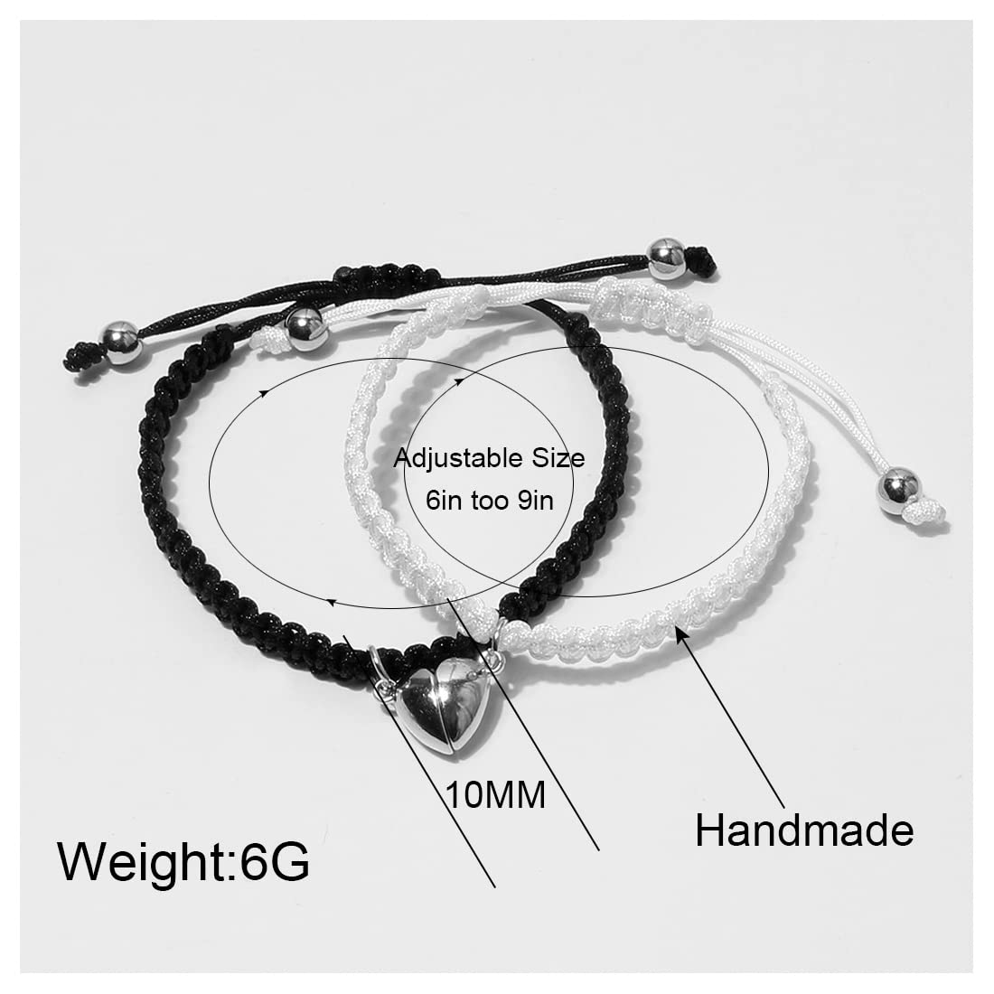 Magnetische Paar-Armbänder für Damen und Herren, Sonne und Mond, passendes handgefertigtes Armband, Liebhaber, Geschenke für Freund, Freundin, beste Freundin, 2 Stück