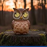 Maximex Solar Gartenfigur Eule mit beweglichen LED Augen (Blinky Eyes), blinkende Solarleuchte für Außen mit Dämmerrungssensor, wetterfeste Garten Deko für Draußen, Solarlampe Garten & Terassendeko