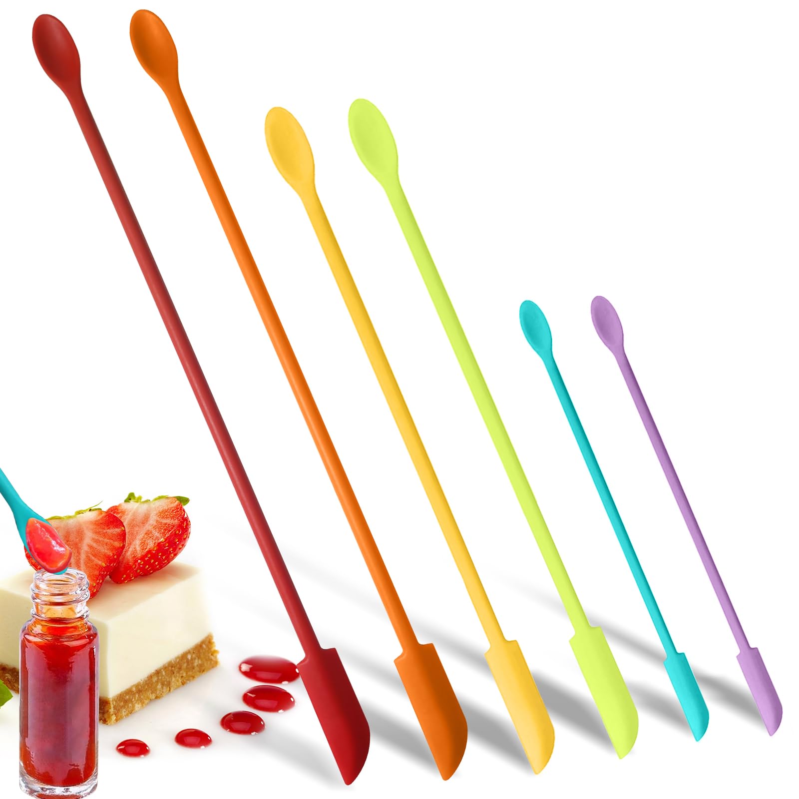DUFEIMOY Colorful 6 Pcs Mini Silicone Spatula Set, Makeup & Tiny Spatulas for Cosmetics & Kitchen Use