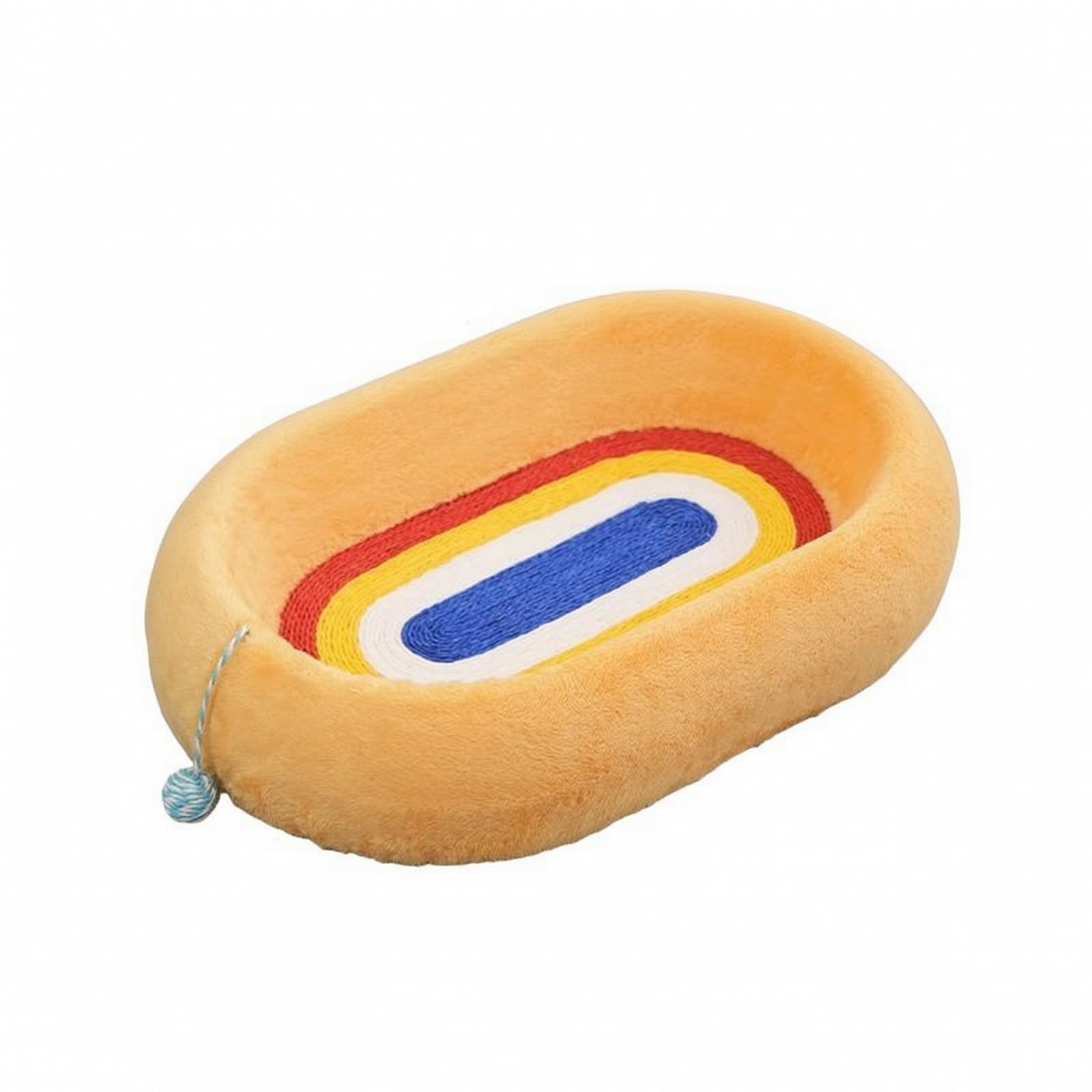 predolo Cuccia per Gatti con Tiragraffi Robusta, Modello Ovale Semplice Giallo, Versione Approfondita, Giallo