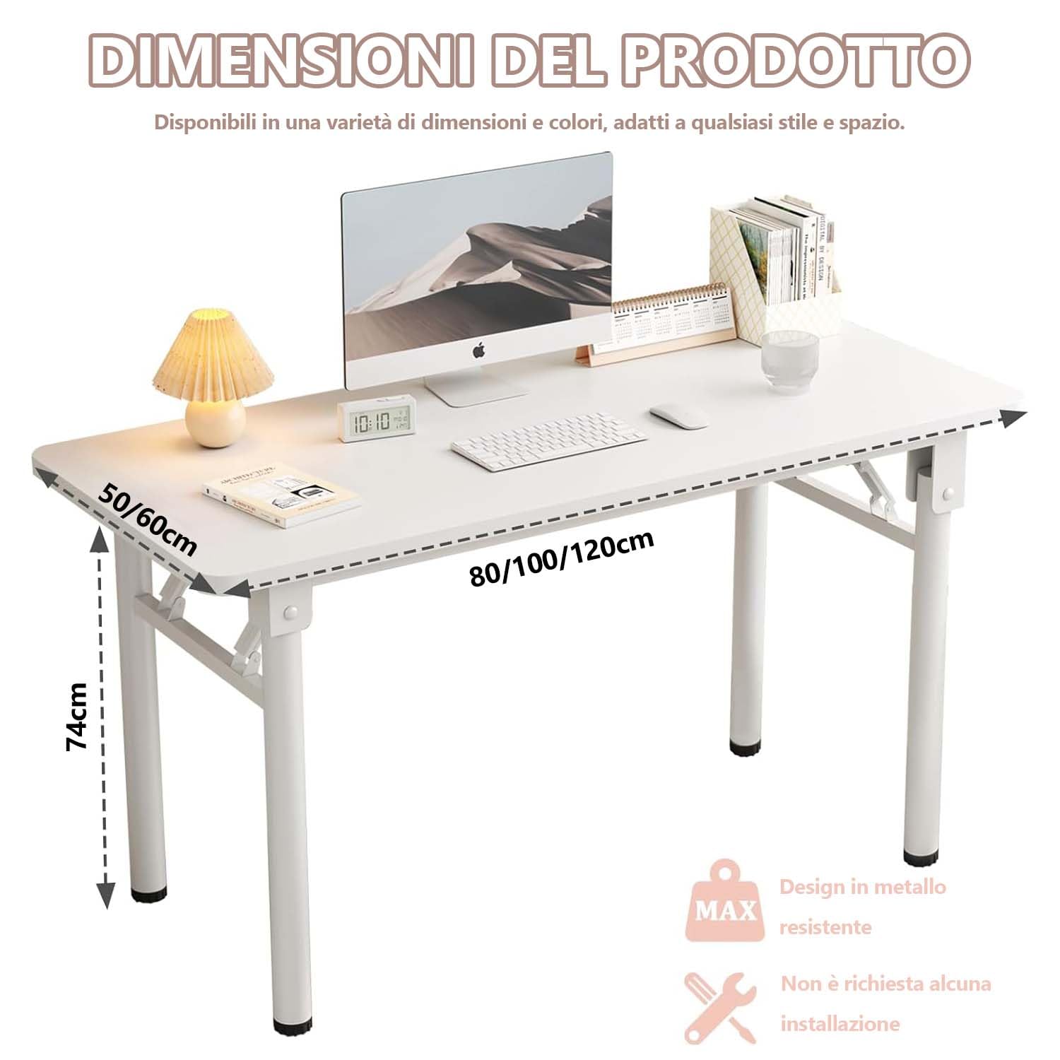 Scrivania per computer senza assemblaggio, Tavolo da studio e scrittura Tavolo pliante risparmio spazio per soggiorno, ufficio a casa