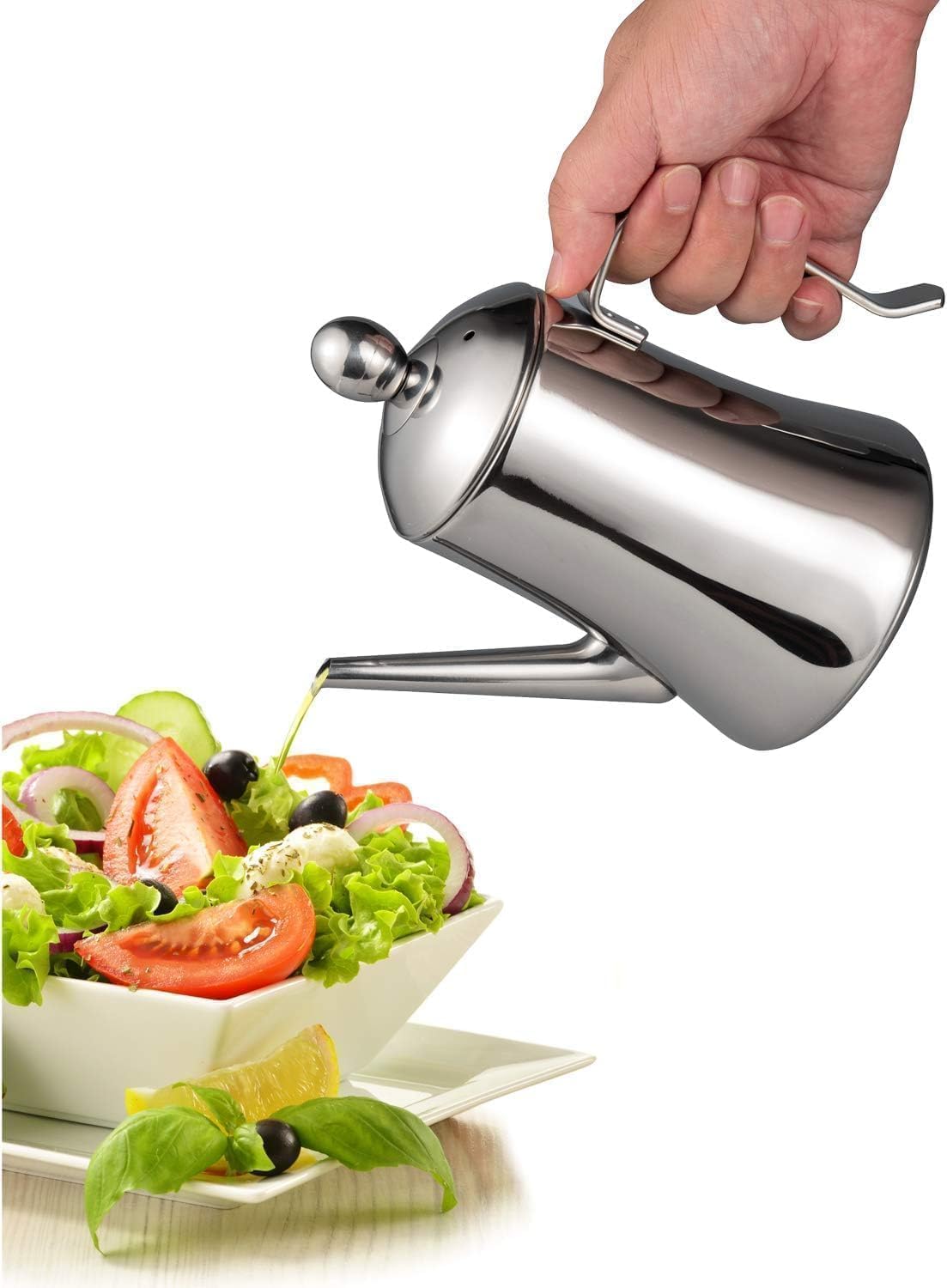 IMEEA 1 Quart Large Olive Oil Dispenser Bottle SUS304 Stainless Steel Oil Dispenser with Drip Free Spout - Image 9