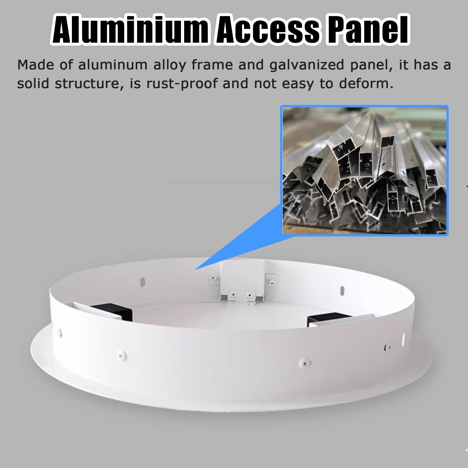 Runde Metall-Zugangsklappe mit Touch-Riegel, 120 mm, 450 mm, Decken- und Wandzugstür für Sanitärinstallationen, bündige Service-Luke für versteckte Kabel