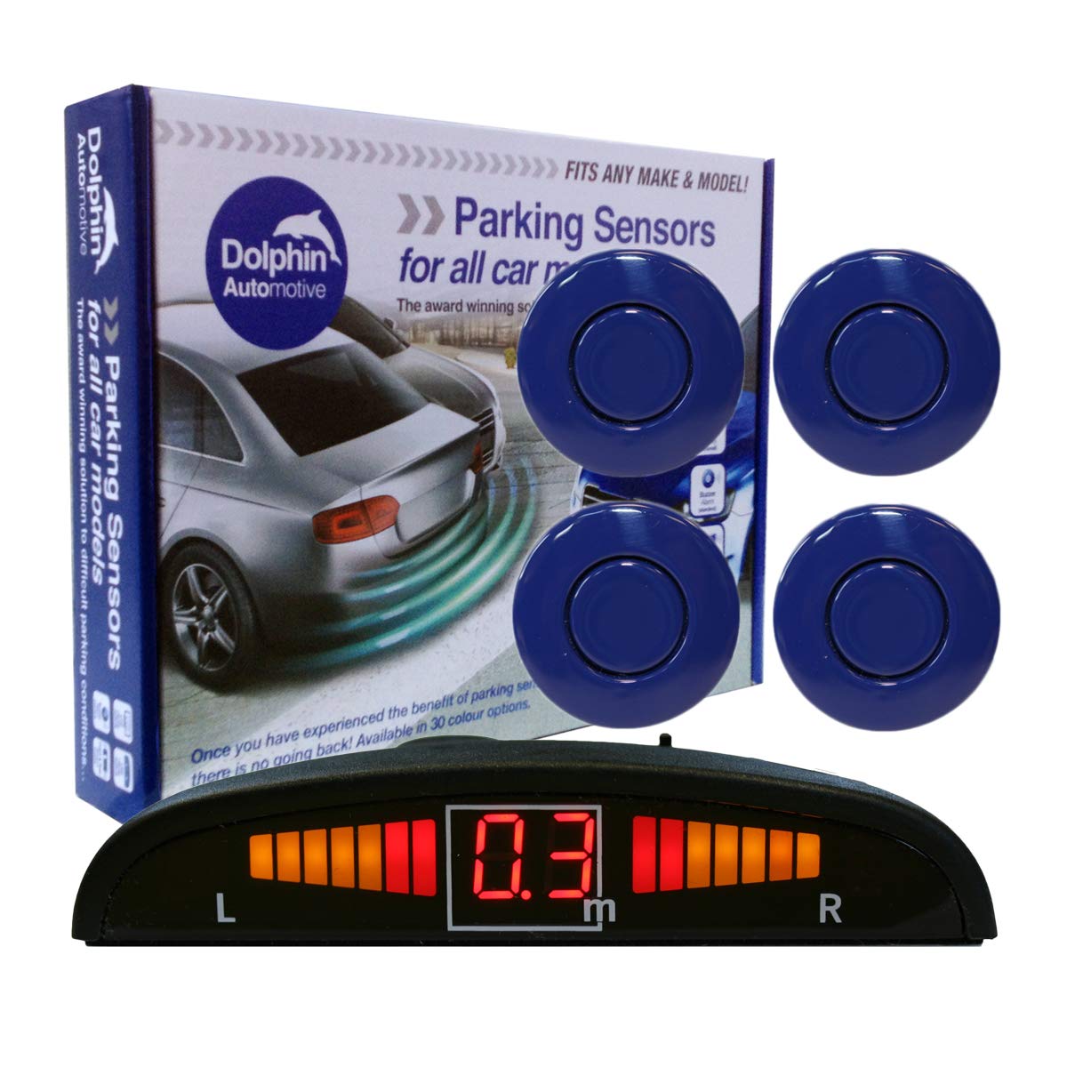 Dolphin Automotive DPS450 Reverse Parking Sensors In 32 Colours 4 Ultrasonic Radar Sensors Kit Audio & Display Alert System - Matt Black — view 33