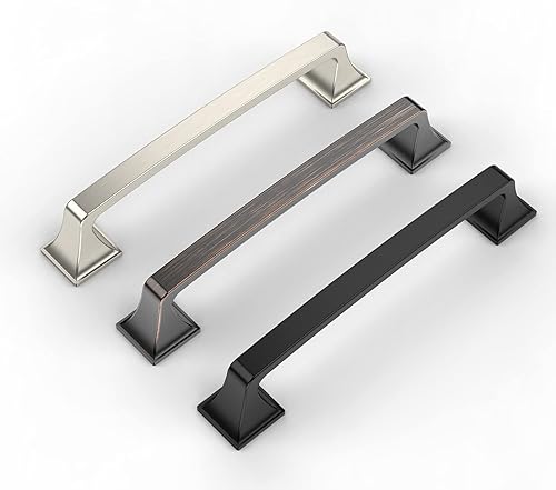 Miniatura 3 de Amerdeco Paquete de 10 tiradores de níquel satinado cepillado de 5 pulgadas (128mm) para armarios de cocina, manijas de cocina modernas para