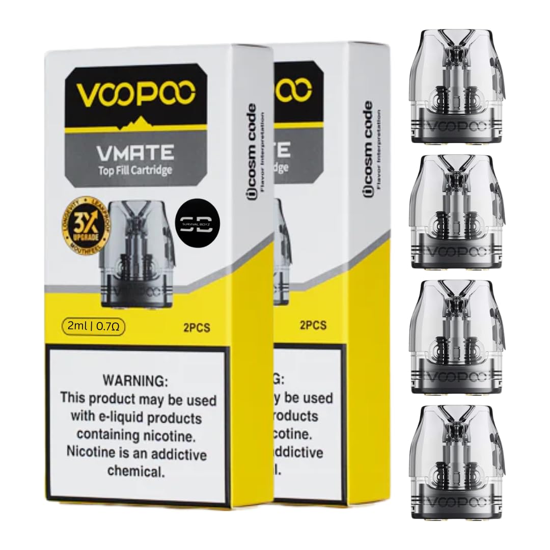 Voopoo Vmate Pods V3 Top Fill [0.7 2 x 2 Pack] - 4 Pack Compatible with Vmate Kit - No Nicotine